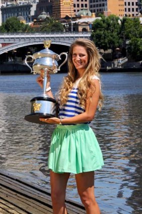 No. 1 &#8230; Azarenka with her Open trophy.