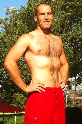 Nathan Lambert in his flaming red swimmers.