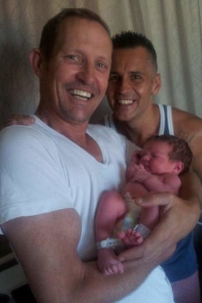 Todd Mckenney (with former partner Thern Reynolds) plays "uncle" to newborn Hunter Crewes, the son of close friends.