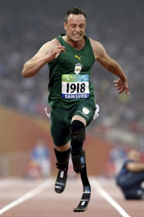 Oscar Pistorius on the track.