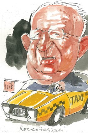 Charge challenge ... fees at Reg Kermode's Cabcharge are under review. <em>Illustration: Rocco Fazzari.</em>