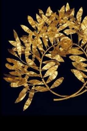 A gold wreath, from the Benaki collections.