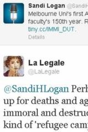 One of La Legale's contentious tweets to Sandi Logan.