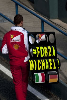 A sign of support from Ferrari during pre-season tests in Spain.