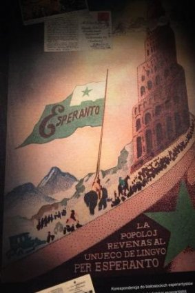 A poster promoting Esperanto at the Ludwik Zamenhof Centre in Bialystok. 