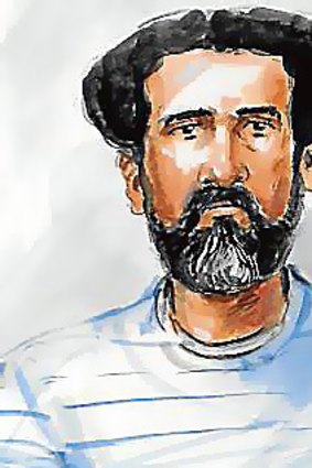 A court drawing of Dr Nair.