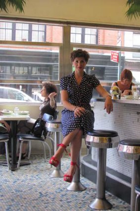 Monica  in one of New York's iconic diners.