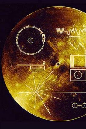A file photo released by  NASA in 1970 shows the golden record on Voyager 1, launched on September 5, 1977, with a cartridge and a needle to play it.