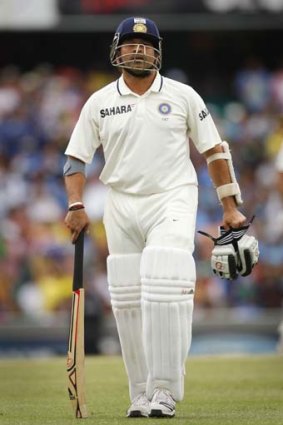"This ton sure weighs a ton" ... Sachin Tendulkar leaves the field after being dismissed for 80 runs.