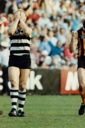 Will's father, Chris, celebrating Hawthorn's 1989 grand final win.