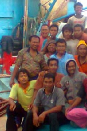 The Indonesian fishing crew on board the boat that rescued Habib Ullah.