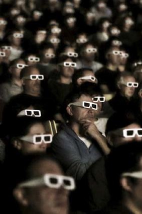 The audience wearing 3D glasses at Kraftwerk's performance.