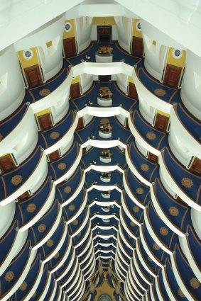 The atrium of Burj Al Arab in Dubai – the best hotel Paul Young has stayed in.