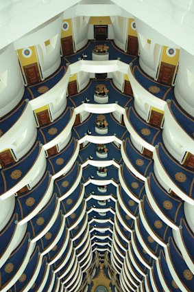 The atrium of Burj Al Arab in Dubai – the best hotel Paul Young has stayed in.