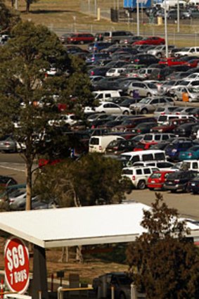 Cars parked in long-term spaces at Melbourne Airport.