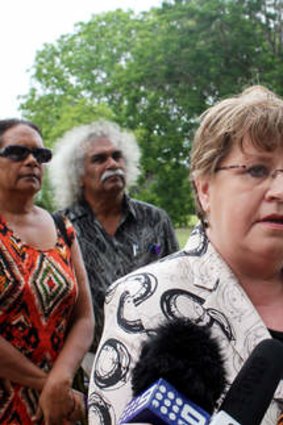 Disappointed … Trish Crossin talks to the media after being dumped as the ALP's lead NT Senate candidate.