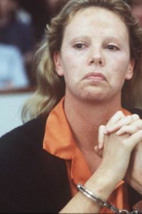 Charlize Theron as the serial killer Aileen Wuornos in the film <em>Monster</em>.