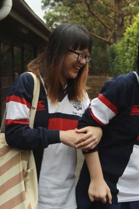 Smiles on the other side: Shihao Chen and Cynthia Leung after finishing their exam.