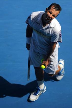 Tough day: Radek Stepanek failed to charm World No. 1 Novak Djokovic on court.