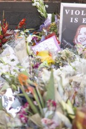 At Brunswick Baptist Church on Sydney Road in Melbourne, tributes left for Jill Meagher.