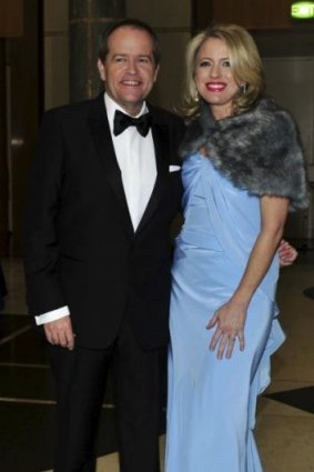 Bill Shorten and Chloe Bryce arrive at Parliament House for the Midwinter Ball.