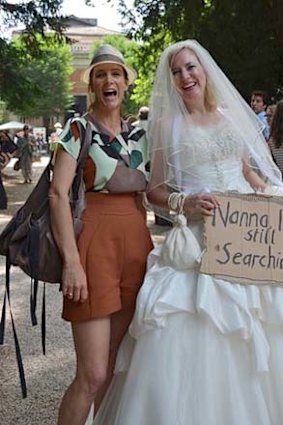 Artist Anastasia Klose with actress Rachel Griffiths at the opening of Venice Biennale's industry preview.