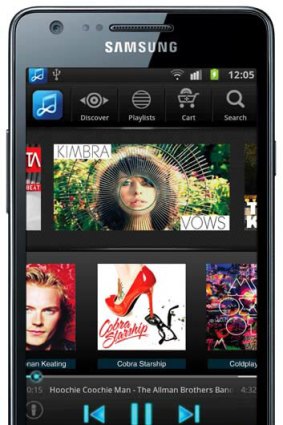 The Music Hub service on the Samsung Galaxy S II smartphone.
