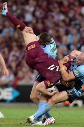 The tackle on Brent Tate which places Josh Reynolds' status for game two in doubt.