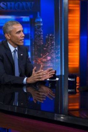 President Barack Obama during his <i>Daily Show</i> appearance in 2015.