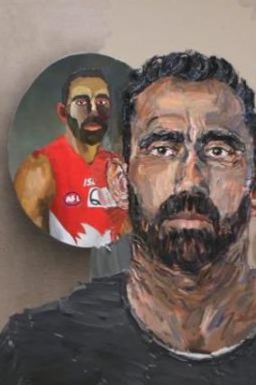 A portrait of Adam Goodes by Alan Jones, another finalist in the Archibald Prize.