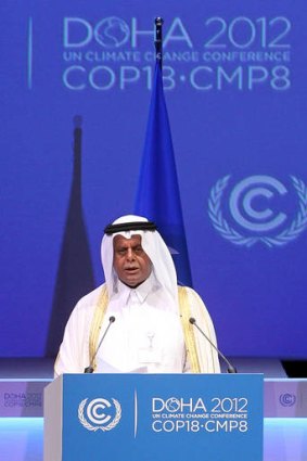 Qatar's deputy Prime minister Abdullah bin Hamad Al-Attiyah at the climate change conference in Doha.