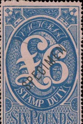 This £6 Victorian stamp duty specimen sold for $3200 in Melbourne last month.