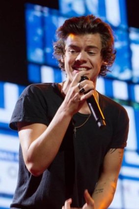 Harry Styles during one of the band's Sydney shows last year. 