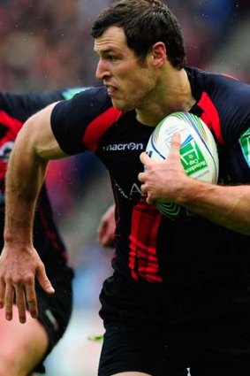 Tim Visser, pictured playing for Edinburgh, socred a double on debut.