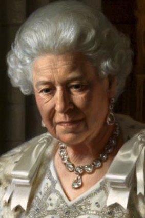 The Queen was wearing her coronation robes and Queen Victoria's diamonds for the Ralph Heimans portrait.