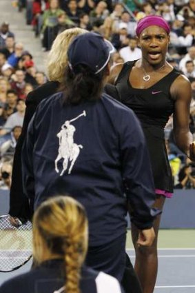 Serena Williams fired up at the US Open in 2010.