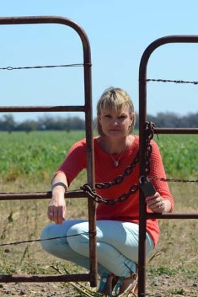 Shutting the gate &#8230; farmer Penny Blatchford says Kevin Humphries told her to keep fighting mining exploration by denying access to her land.