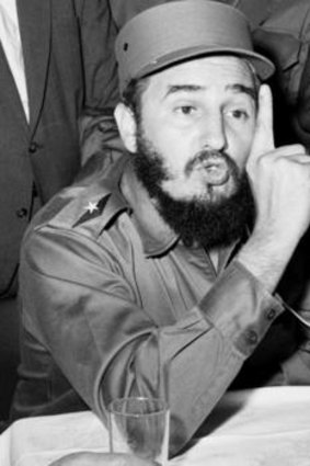 Cuban leader Fidel Castro talks to reporters in New York on September 19, 1960.