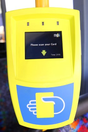 One of the myki ticket dispensers trialled on Geelong buses last week.