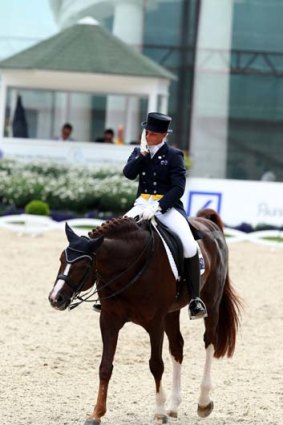 Beresford cries while competing at the CDIO Aachen tournament in Germany.