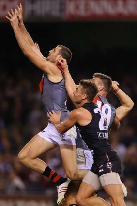 Stepping up: Scott Gumbleton starred for the Bombers as a late call-up to the side against St Kilda at Etihad Stadium on Saturday.