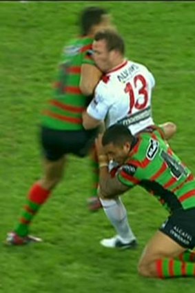 Under scrutiny ... shoulder charges like Greg Inglis's hit on Dean Young.