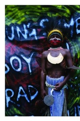 Playful: Eric Bridgeman's image of a boy from Simbu Province is a mixture of street art and tradition.