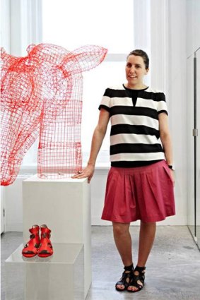 Annie Abbott in her Melbourne pop-up shoe store.