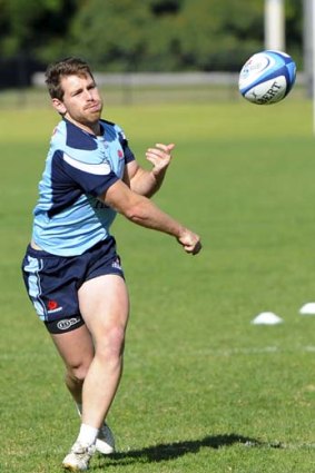Playing for keeps &#8230; the Waratahs' new five-eighth Bernard Foley at training yesterday.