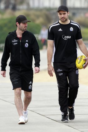 Alan Didak, left, and Chris Dawes at Collingwood's recovery session yesterday.