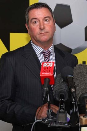 Archie Fraser speaks to the media after he was named as the CEO of the newly formed Football Australia.