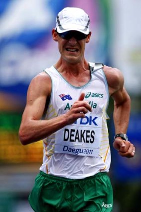 Nathan Deakes competes in the men's 50km walk during the World Athletics Championships in 2011.