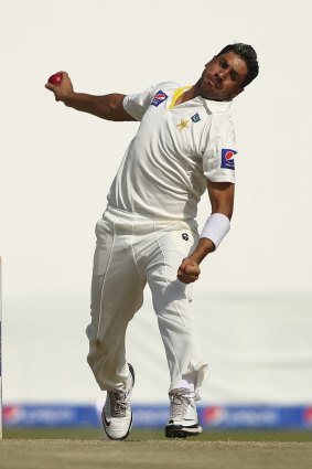 Imran Khan sends one down the wicket.