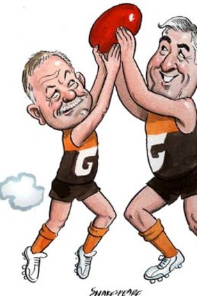 Part of an exclusive group &#8230; Tony Shepherd and Cameron Clyne. <i>Illustration: John Shakespeare</i>